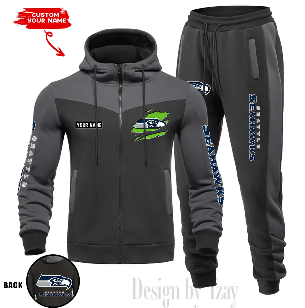 Seattle Seahawks Customized Drawstring Hooded Tracksuit AMCCLG000914 - Image 4