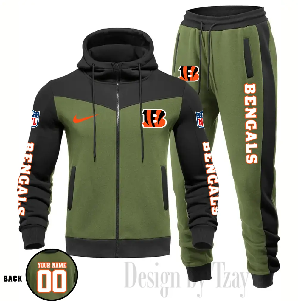 Cincinnati Bengals Customized Drawstring Hooded Tracksuit AMCCLG000849 - Image 2