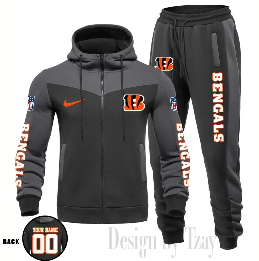 Cincinnati Bengals Customized Drawstring Hooded Tracksuit AMCCLG000849 - Image 3