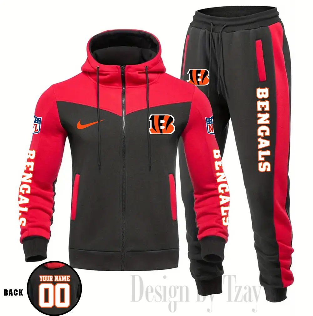 Cincinnati Bengals Customized Drawstring Hooded Tracksuit AMCCLG000849 - Image 5