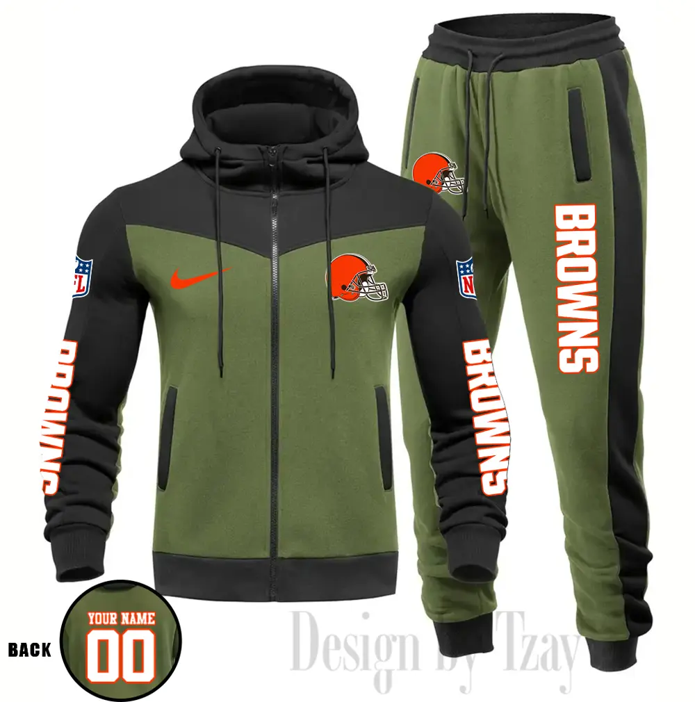 Cleveland Browns Customized Drawstring Hooded Tracksuit AMCCLG000852