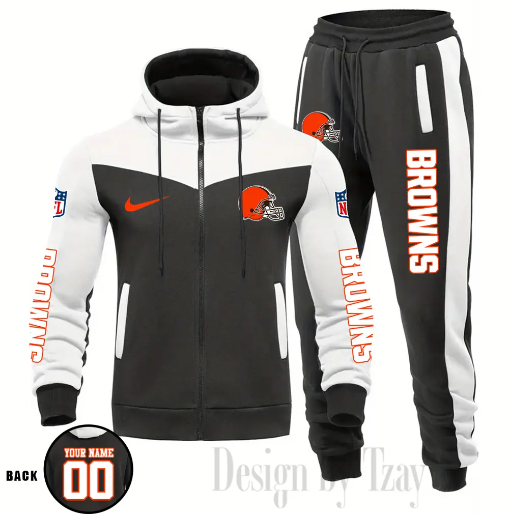 Cleveland Browns Customized Drawstring Hooded Tracksuit AMCCLG000852 - Image 2