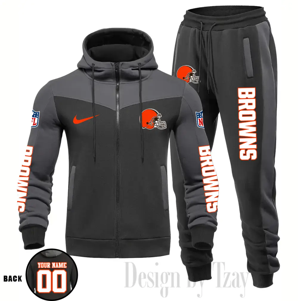 Cleveland Browns Customized Drawstring Hooded Tracksuit AMCCLG000852 - Image 3