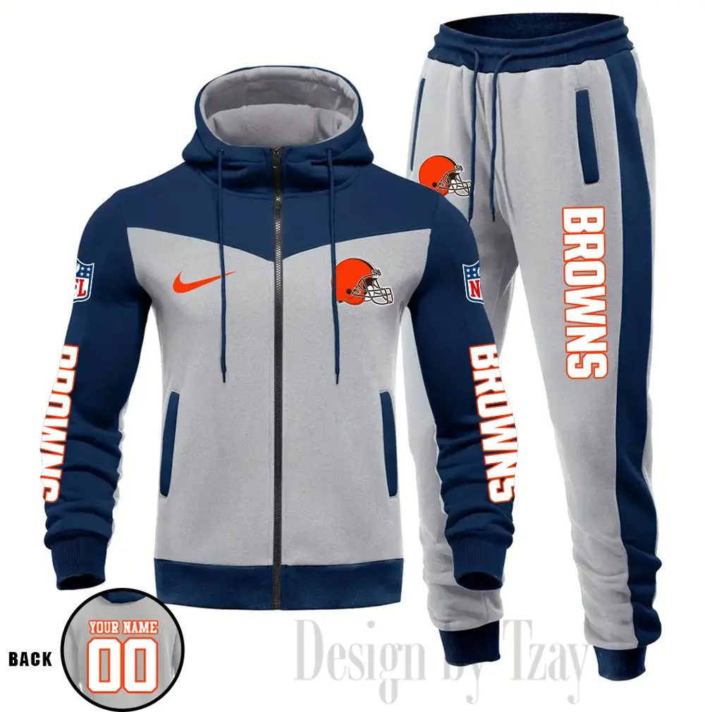 Cleveland Browns Customized Drawstring Hooded Tracksuit AMCCLG000852 - Image 4