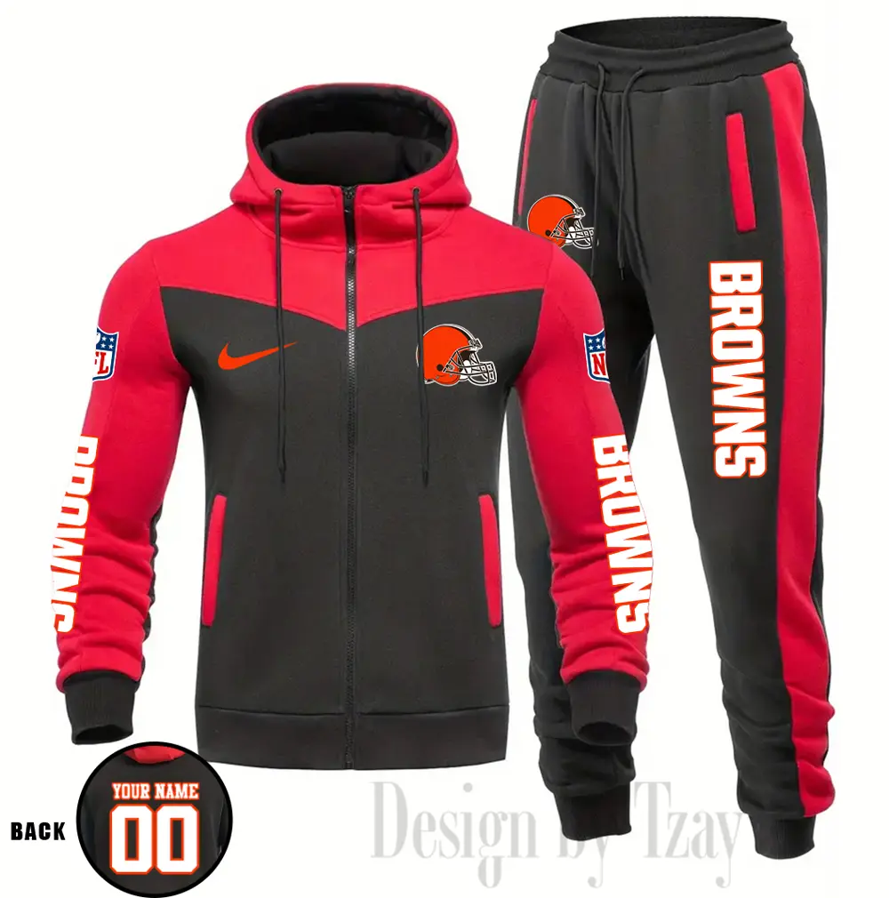 Cleveland Browns Customized Drawstring Hooded Tracksuit AMCCLG000852 - Image 5