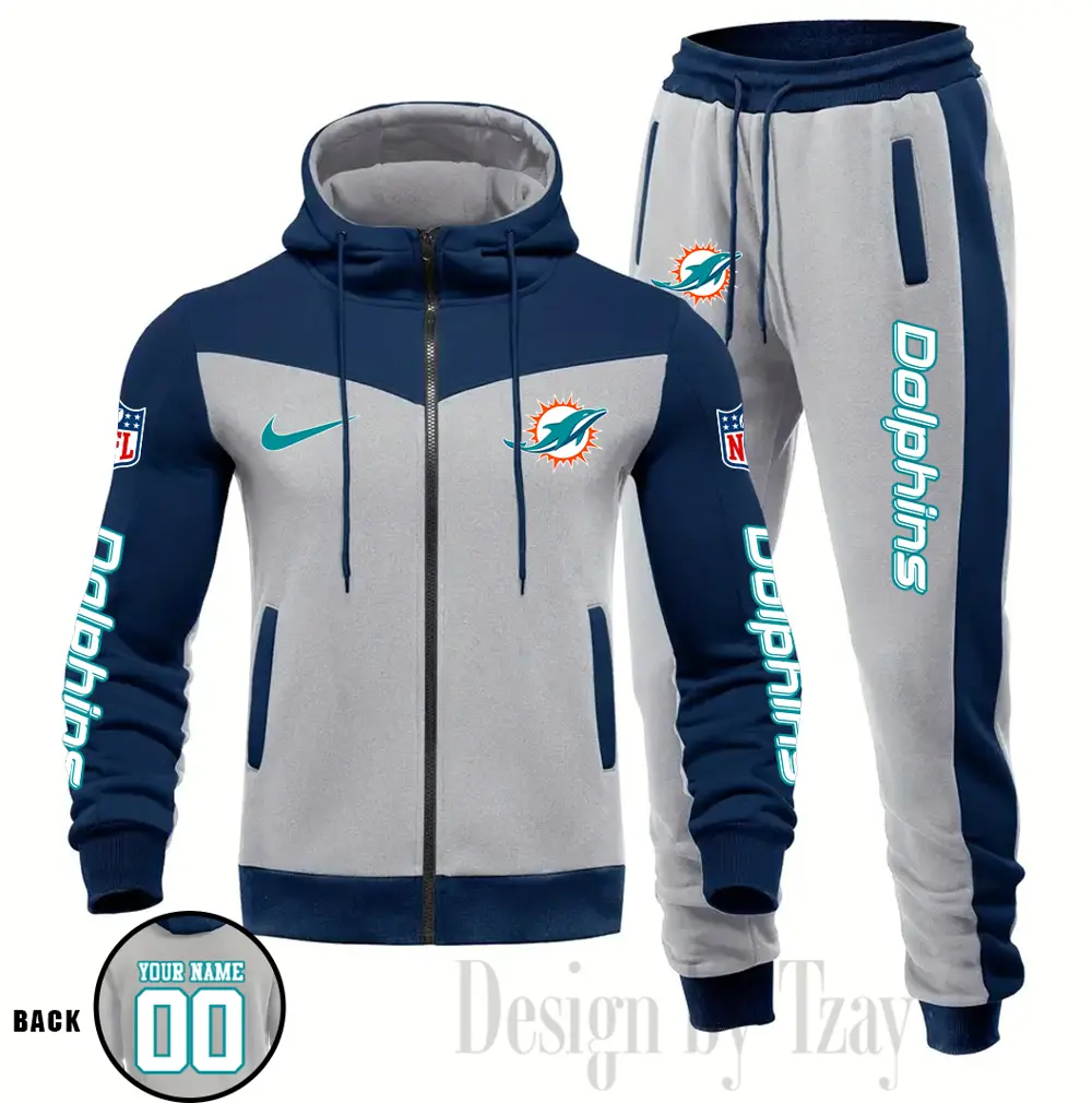 Miami Dolphins Customized Drawstring Hooded Tracksuit AMCCLG000888