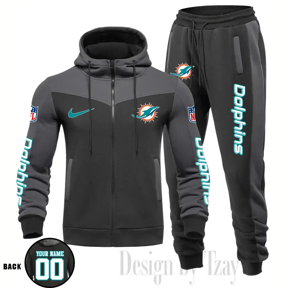 Miami Dolphins Customized Drawstring Hooded Tracksuit AMCCLG000888 - Image 3