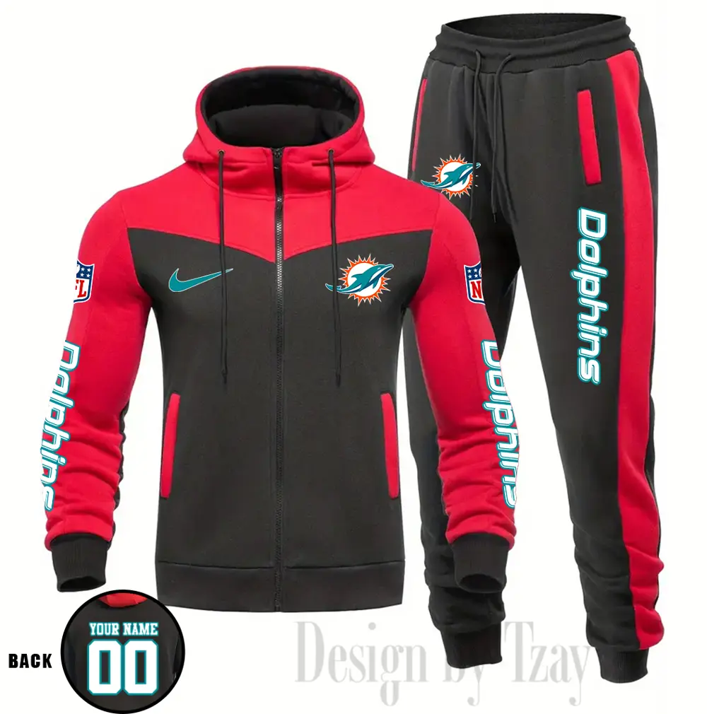Miami Dolphins Customized Drawstring Hooded Tracksuit AMCCLG000888 - Image 4