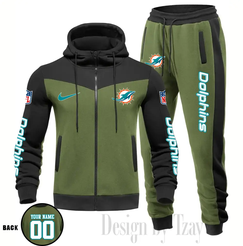 Miami Dolphins Customized Drawstring Hooded Tracksuit AMCCLG000888 - Image 5