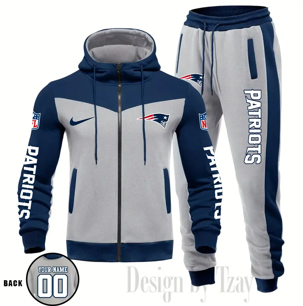New England Patriots Customized Drawstring Hooded Tracksuit AMCCLG000894 - Image 2