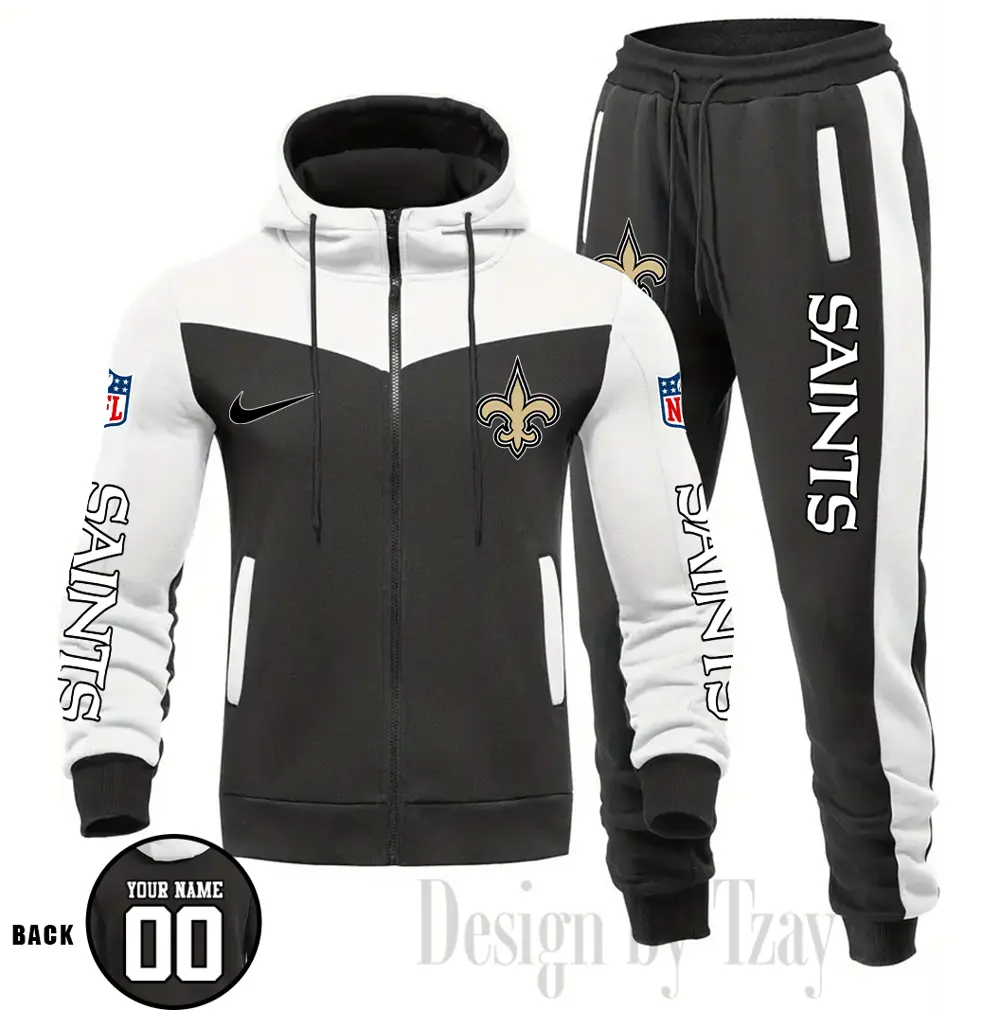 New Orleans Saints Customized Drawstring Hooded Tracksuit AMCCLG000897 - Image 2
