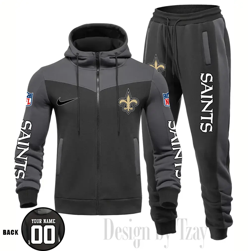 New Orleans Saints Customized Drawstring Hooded Tracksuit AMCCLG000897 - Image 3