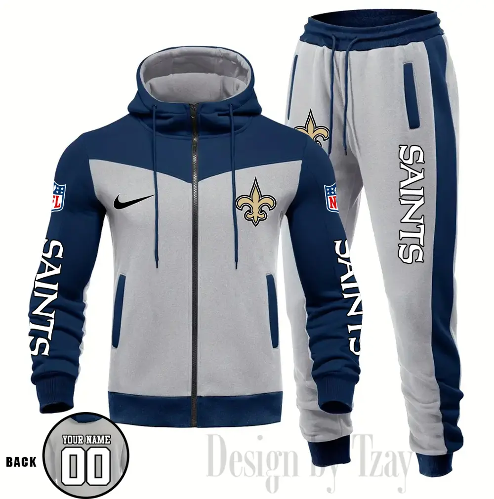 New Orleans Saints Customized Drawstring Hooded Tracksuit AMCCLG000897 - Image 4