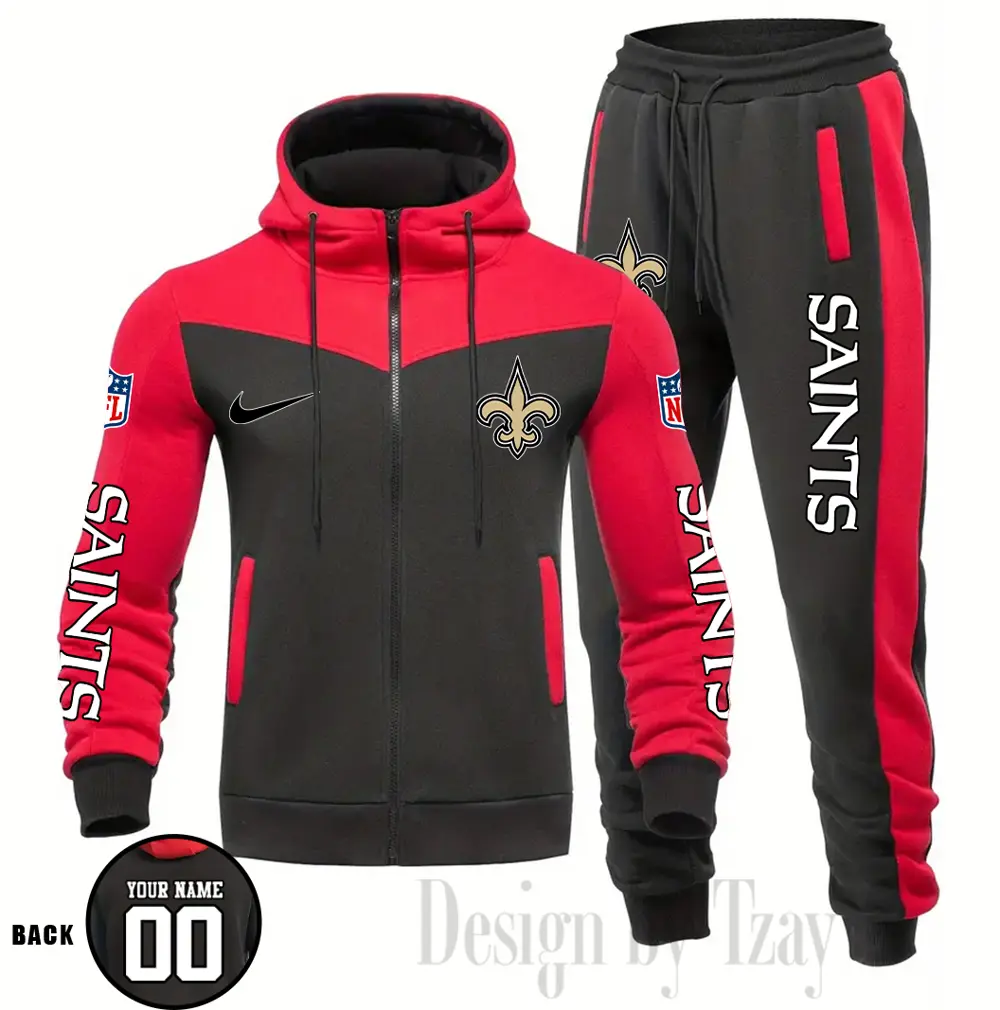 New Orleans Saints Customized Drawstring Hooded Tracksuit AMCCLG000897 - Image 5