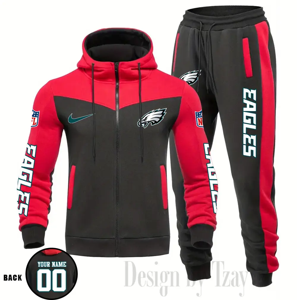 Philadelphia Eagles Customized Drawstring Hooded Tracksuit AMCCLG000906 - Image 4
