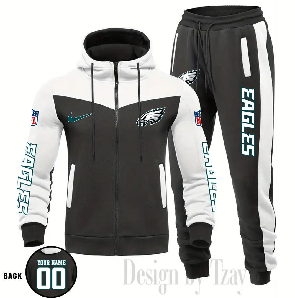 Philadelphia Eagles Customized Drawstring Hooded Tracksuit AMCCLG000906 - Image 5