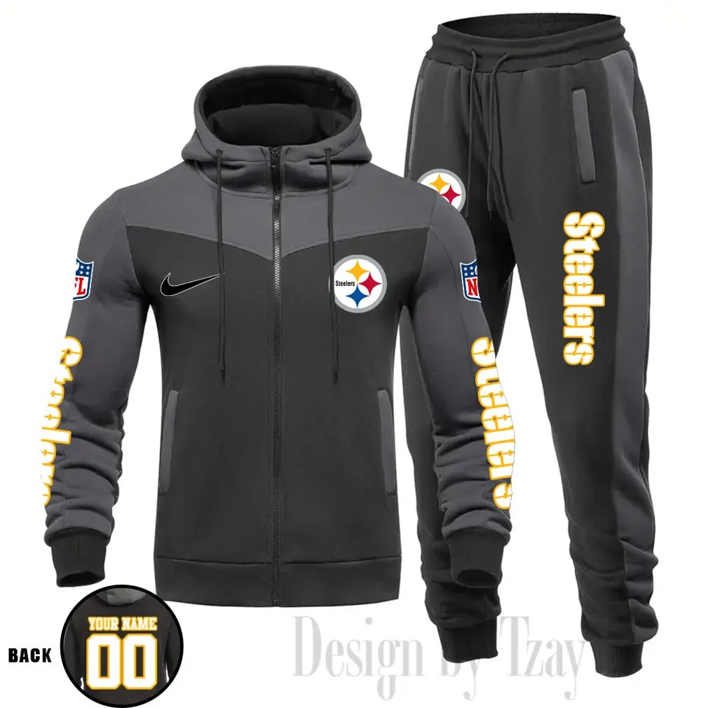 Pittsburgh Steelers Customized Drawstring Hooded Tracksuit AMCCLG000909