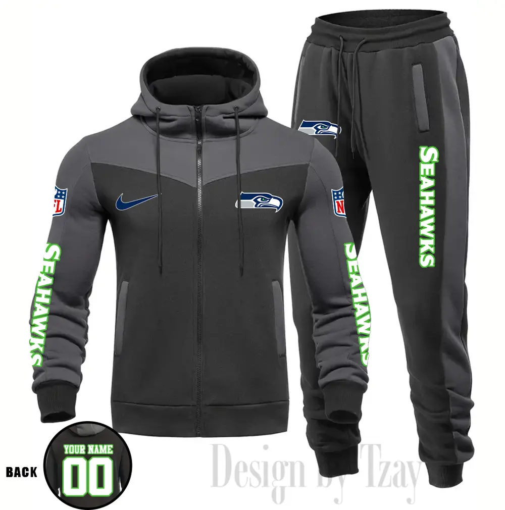 Seattle Seahawks Customized Drawstring Hooded Tracksuit AMCCLG000915 - Image 2