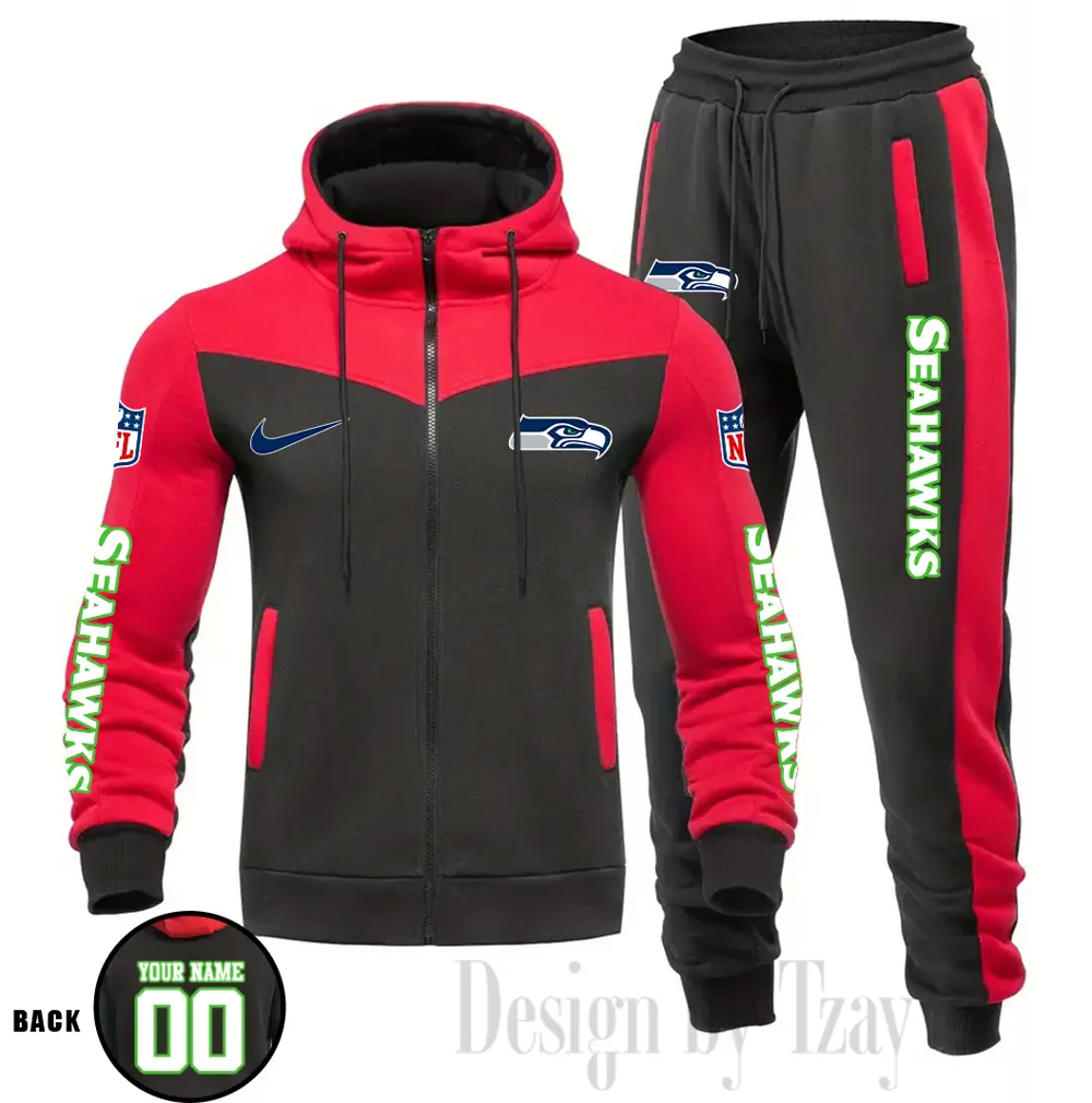 Seattle Seahawks Customized Drawstring Hooded Tracksuit AMCCLG000915 - Image 3