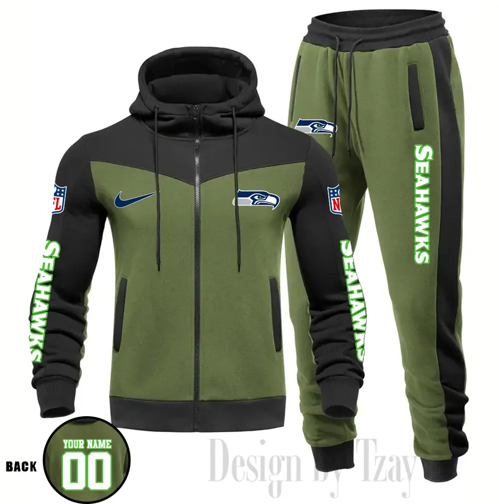 Seattle Seahawks Customized Drawstring Hooded Tracksuit AMCCLG000915 - Image 4