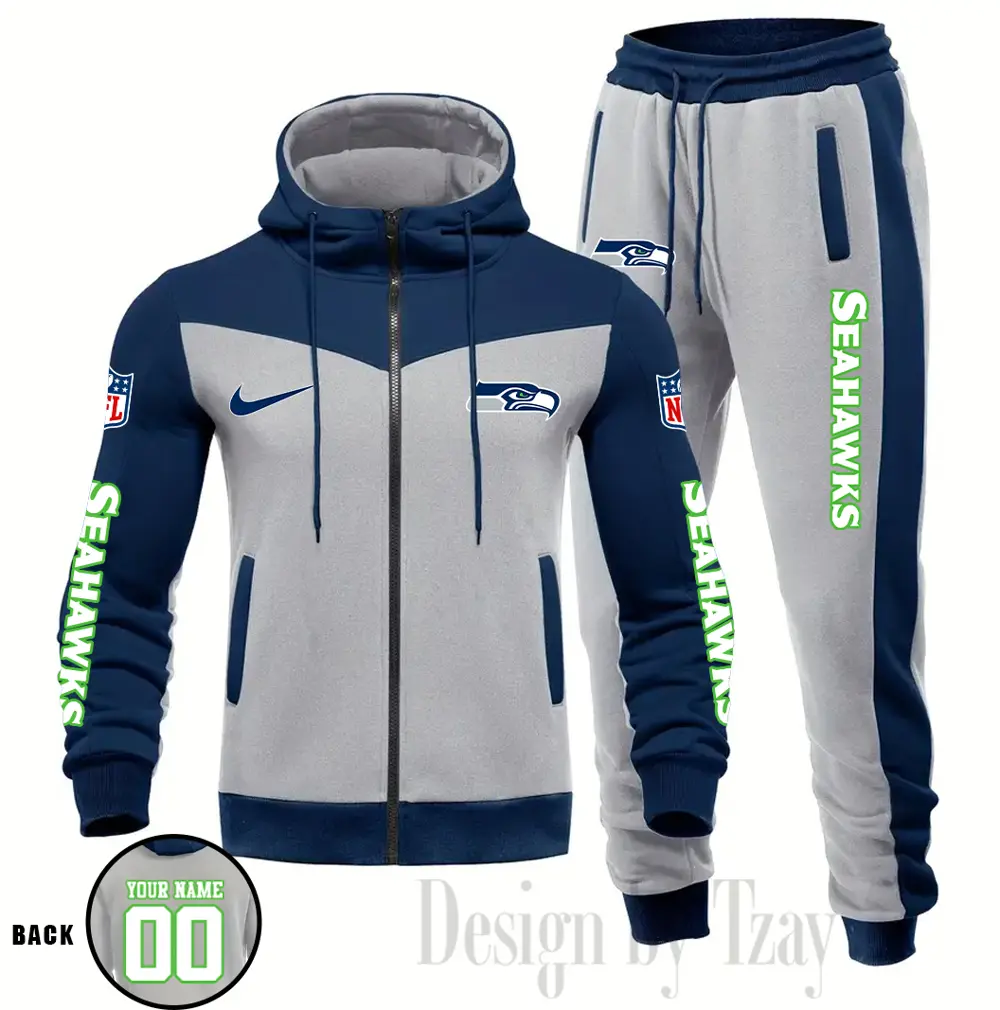 Seattle Seahawks Customized Drawstring Hooded Tracksuit AMCCLG000915 - Image 5
