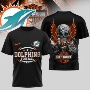 Miami Dolphins Premium NFL x Harley Davidson 3D T-shirt AMCCLG000803