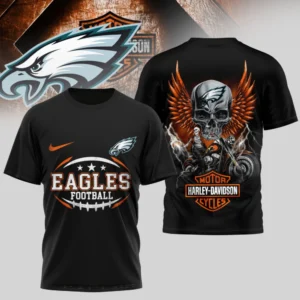 Philadelphia Eagles Premium NFL x Harley Davidson 3D T-shirt AMCCLG000802