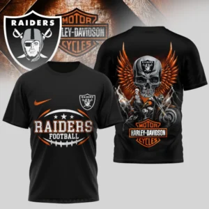 Las Vegas Raiders Premium NFL x Harley Davidson 3D T-shirt AMCCLG000801