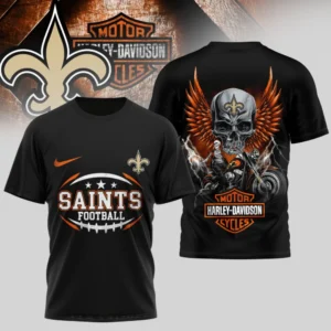 New Orleans Saints Premium NFL x Harley Davidson 3D T-shirt AMCCLG000800