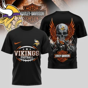 Minnesota Vikings Premium NFL x Harley Davidson 3D T-shirt AMCCLG000798