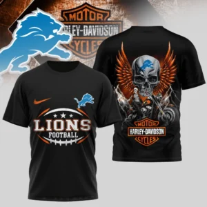Detroit Lions Premium NFL x Harley Davidson 3D T-shirt AMCCLG000827
