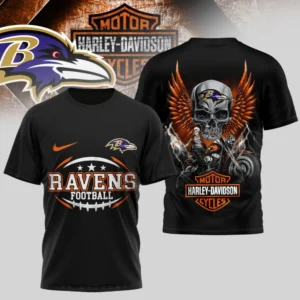 Baltimore Ravens Premium NFL x Harley Davidson 3D T-shirt AMCCLG000819