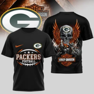 Green Bay Packers Premium NFL x Harley Davidson 3D T-shirt AMCCLG000812
