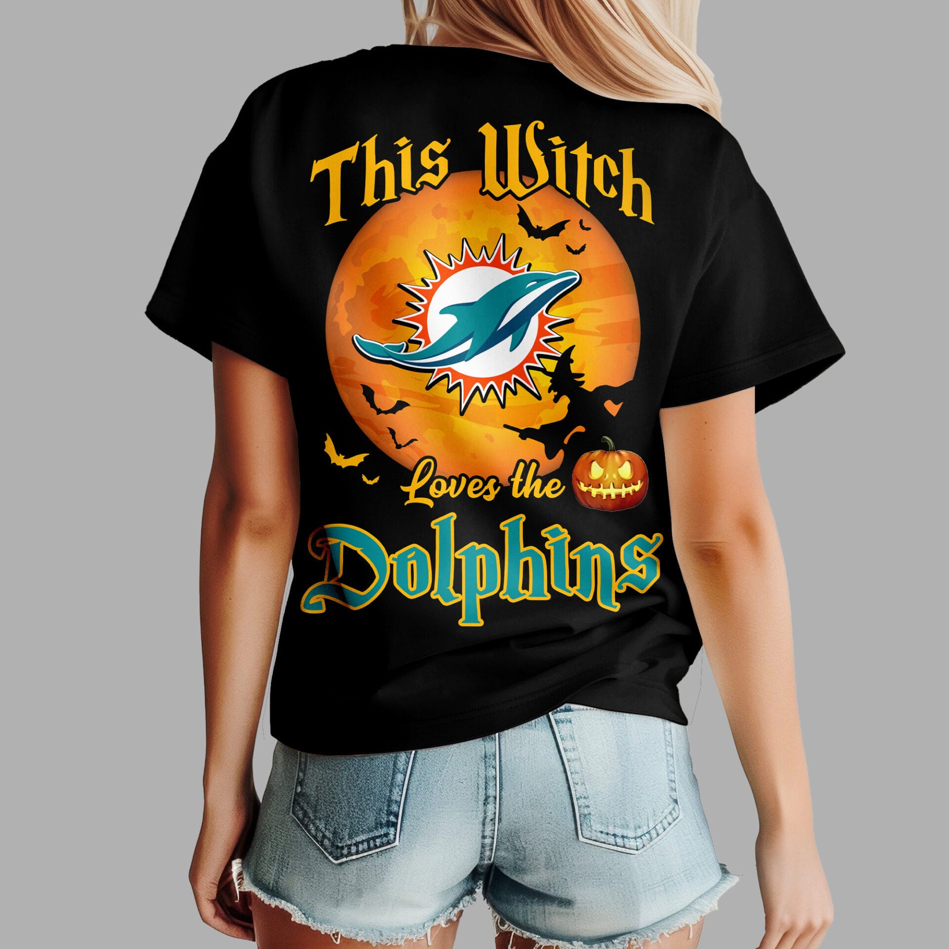 Miami Dolphins | Premium NFL Halloween Witch Women Shirt AMCCLG000503 - Image 4