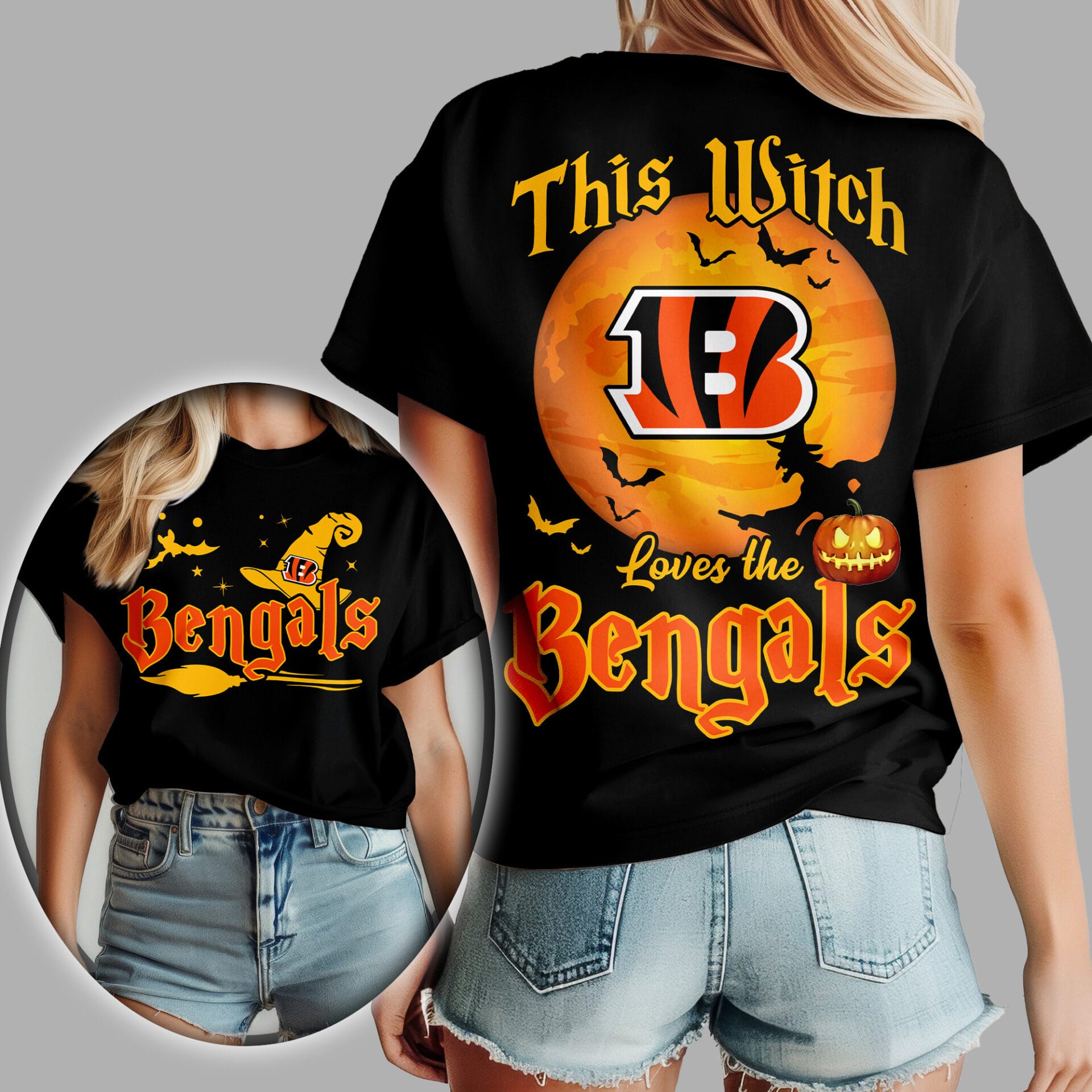 Cincinnati Bengals | Premium NFL Halloween Witch Women Shirt AMCCLG000483 - Image 2