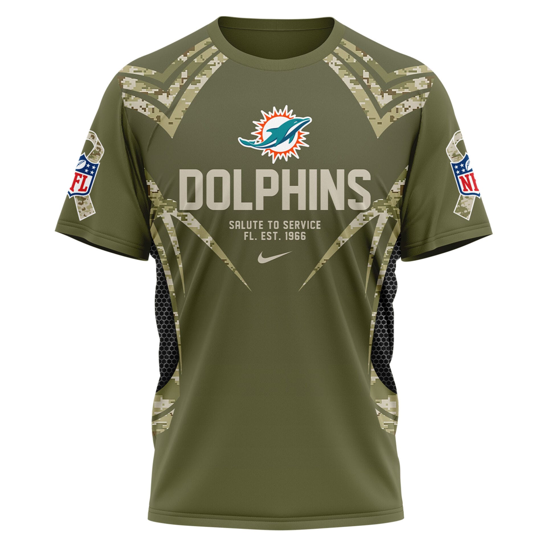 Miami Dolphins | Premium NFL Salute to Service Camo 3D Shirt AMCCLG001056 - Image 2