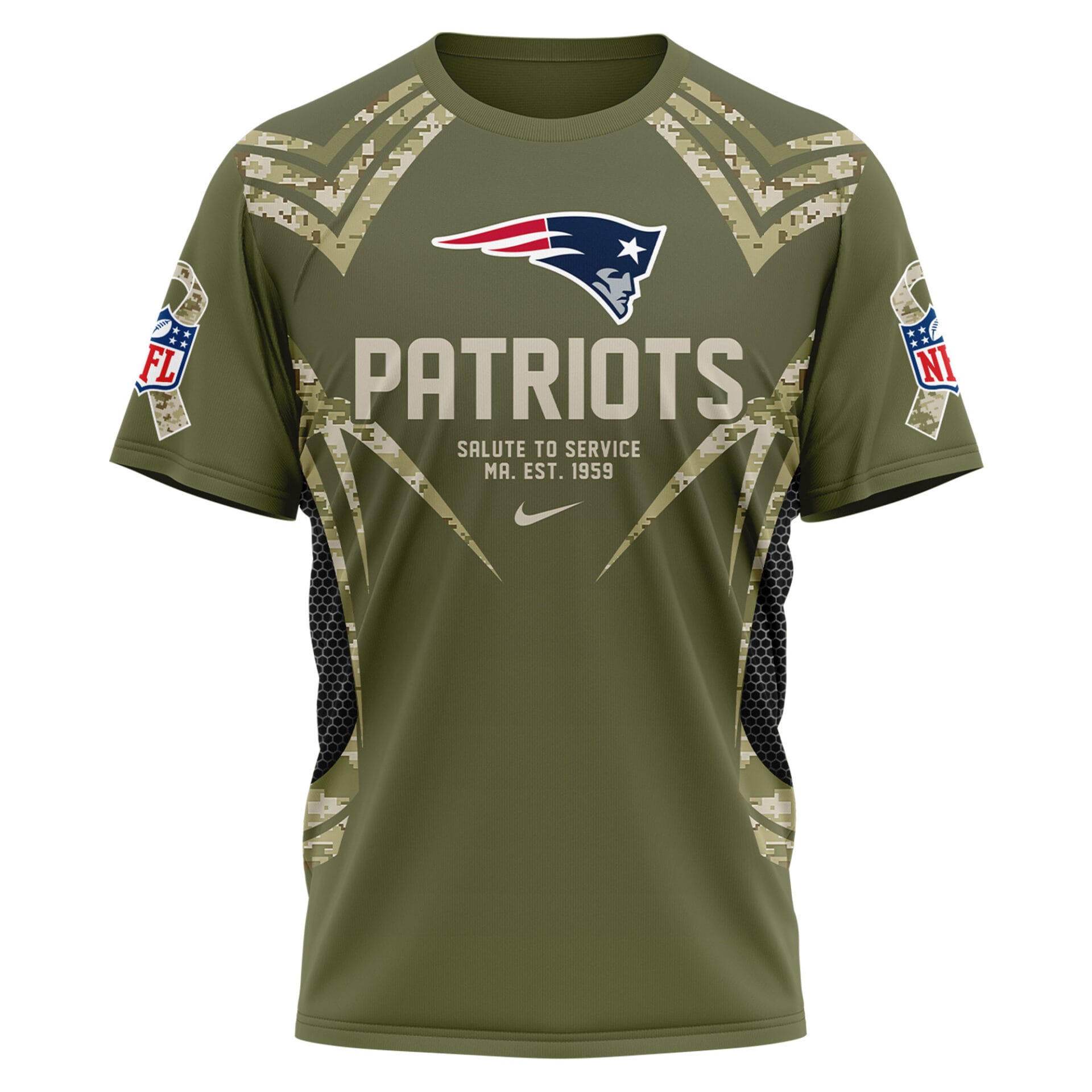New England Patriots | Premium NFL Salute to Service Camo 3D Shirt AMCCLG001057 - Image 2