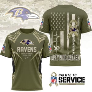 Baltimore Ravens | Premium NFL Salute to Service Camo 3D Shirt AMCCLG001045