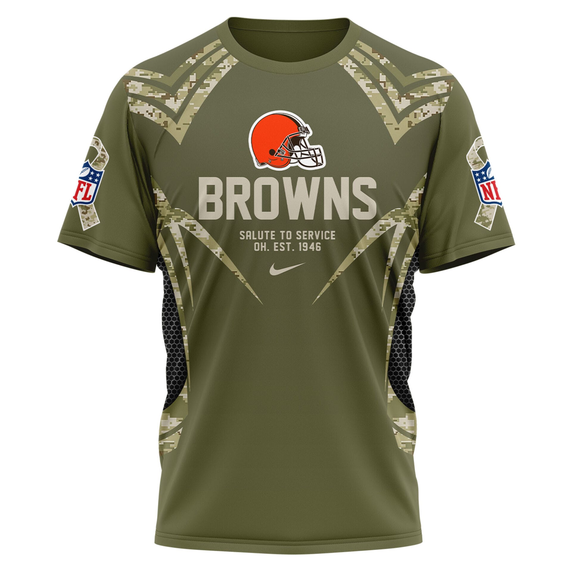 Cleveland Browns | Premium NFL Salute to Service Camo 3D Shirt AMCCLG001049 - Image 2