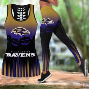 Baltimore Ravens x Halloween Combo Hollow Out Tank Top and Leggings AMCCLG000736