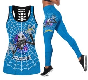Los Angeles Chargers x Halloween Combo Hollow Out Tank Top and Leggings AMCCLG000759