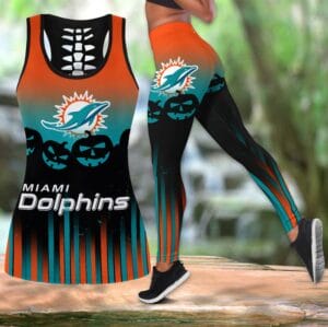 Miami Dolphins x Halloween Combo Hollow Out Tank Top and Leggings AMCCLG000761