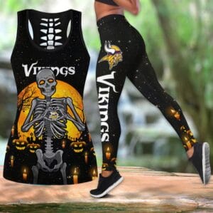 Minnesota Vikings x Halloween Combo Hollow Out Tank Top and Leggings AMCCLG000762