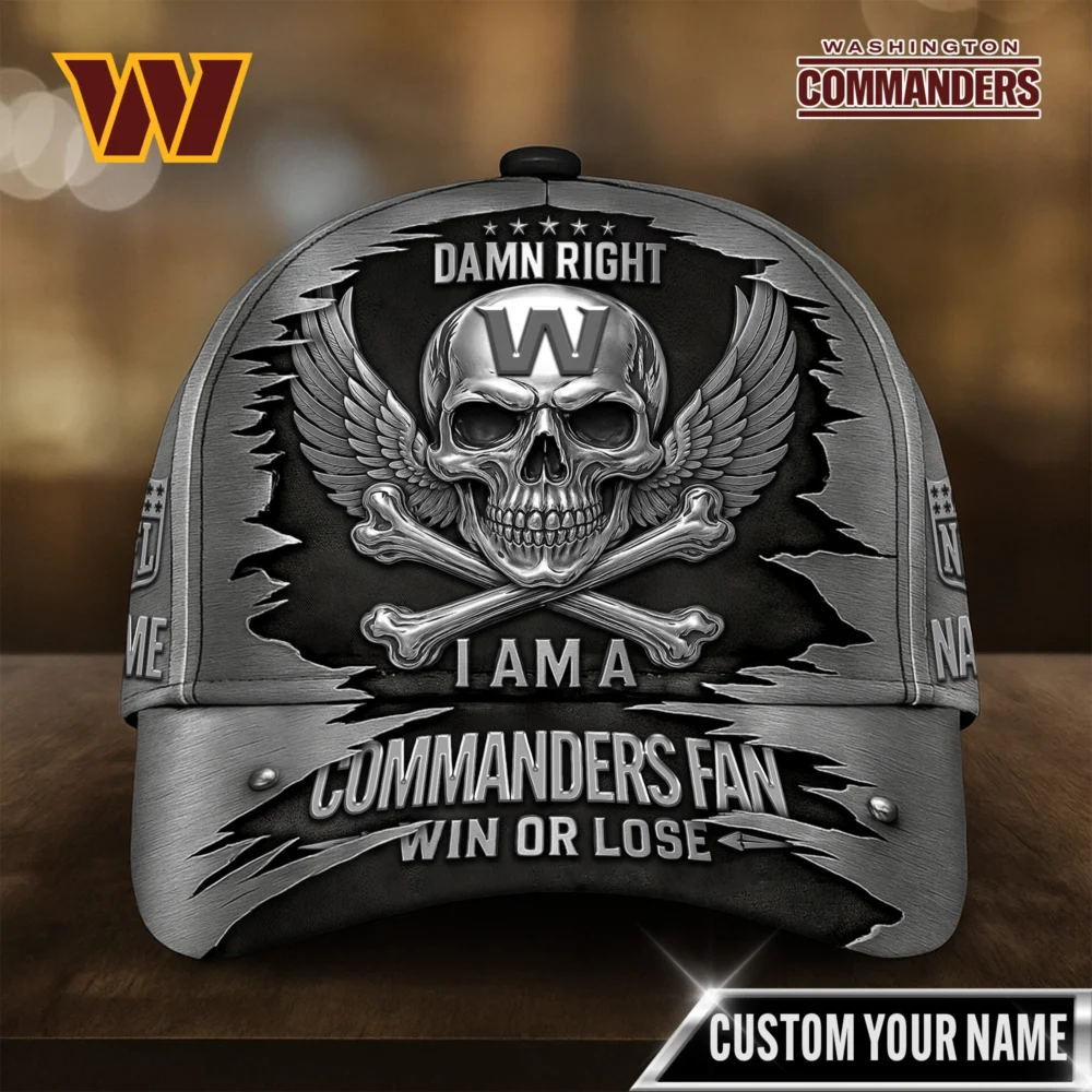 Washington Commanders | Premium NFL Skull Wings Fan Pride Cap AMCACS000454