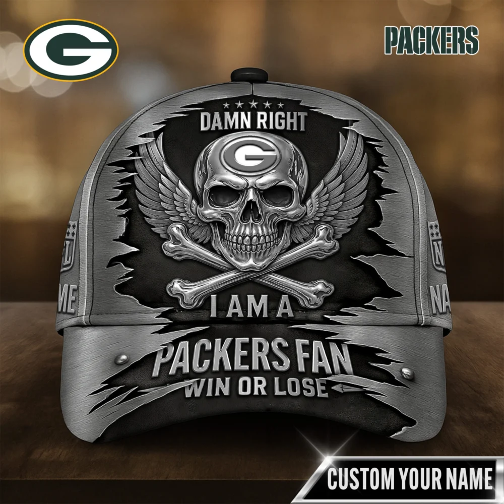 Green Bay Packers | Premium NFL Skull Wings Fan Pride Cap AMCACS000463