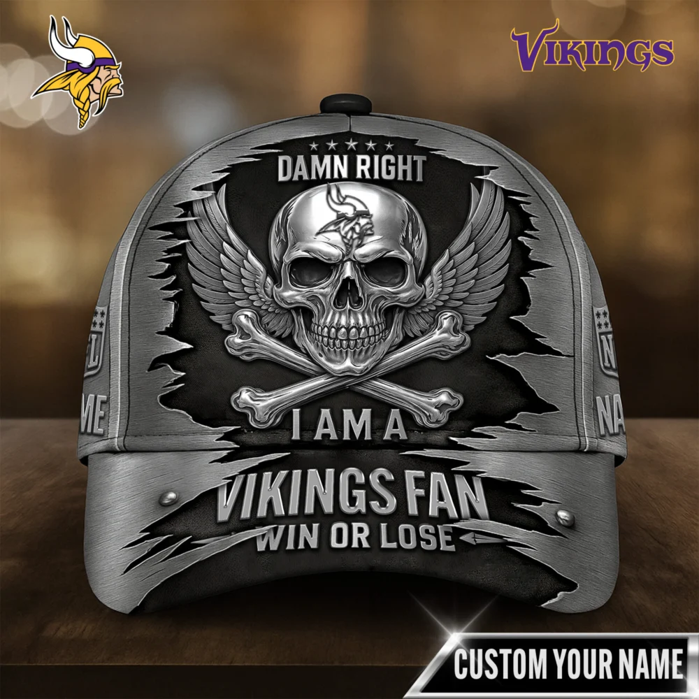 Minnesota Vikings | Premium NFL Skull Wings Fan Pride Cap AMCACS000461