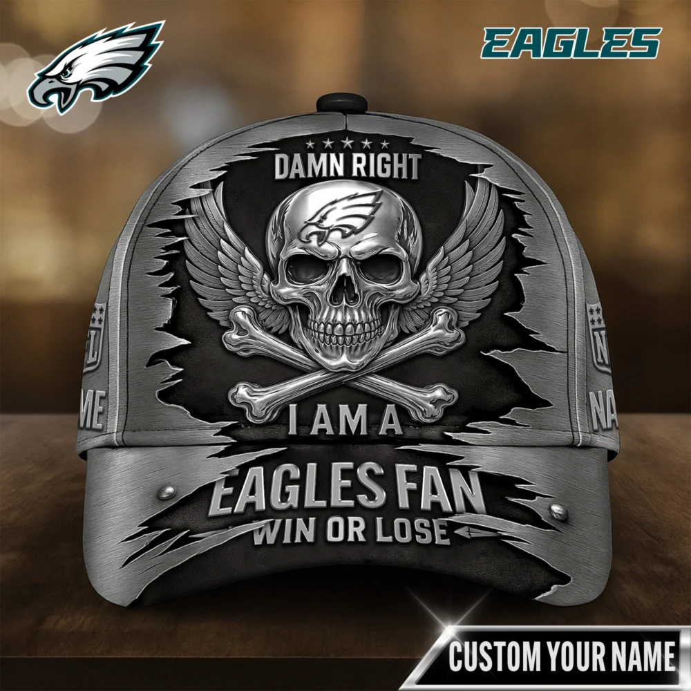 Philadelphia Eagles | Premium NFL Skull Wings Fan Pride Cap AMCACS000458