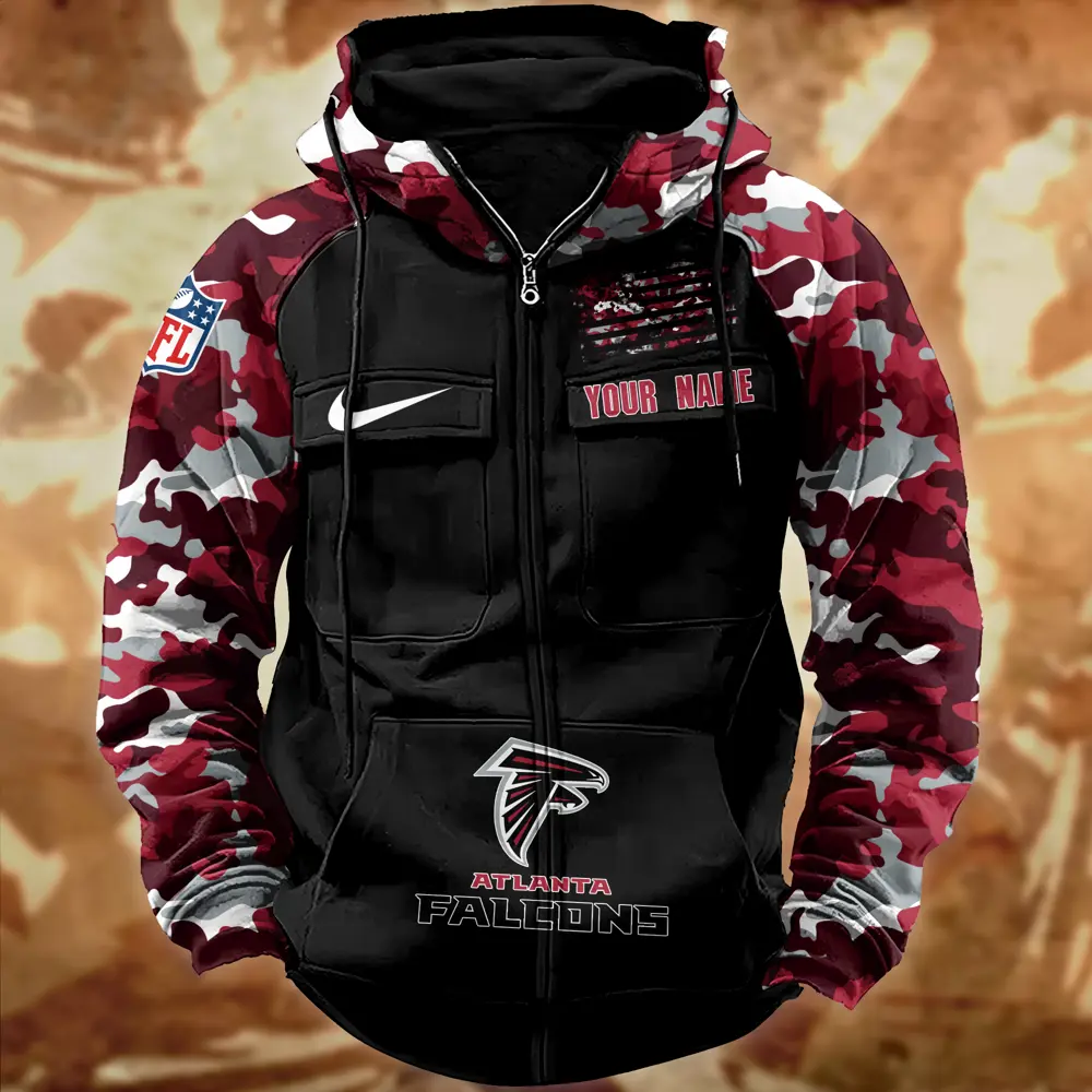 Atlanta Falcons Hot Camouflage Multi Pockets Zip Hoodie AMCCLG001115 - Image 2