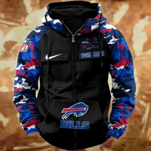 Buffalo Bills Hot Camouflage Multi Pockets Zip Hoodie AMCCLG001117