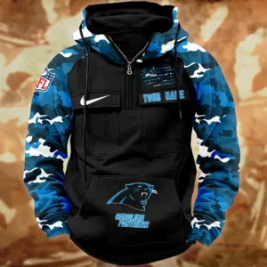 Carolina Panthers Hot Camouflage Multi Pockets Zip Hoodie AMCCLG001118